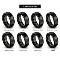 font options for inside engraving on black heart topo lines rings