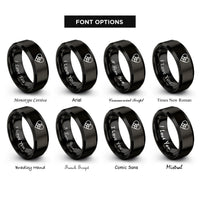 font options for inside engraving on black heart triquetra rings