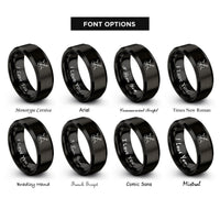 font options for inside engraving on black heart violin bow rings