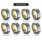 font options for inside engraving on gold & blue & silver heart wave crest rings