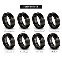 font options for inside engraving on black heart waveform rings