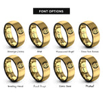 font options for inside engraving on black & gold heart wreath rings