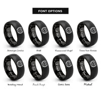font options for inside engraving on black heart wreath rings