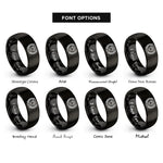 font options for inside engraving on black heart wreath rings