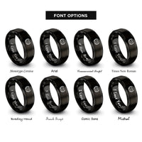 font options for inside engraving on black heart wreath rings