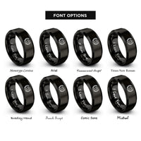 font options for inside engraving on black heart wreath rings