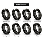 font options for inside engraving on black & grey heat shrink tubing rings