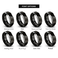 font options for inside engraving on black & grey heat shrink tubing rings