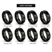 font options for inside engraving on black heat shrink tubing rings