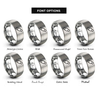 font options for inside engraving on silver heat shrink tubing rings