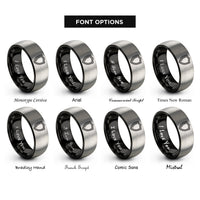 font options for inside engraving on black & silver heater shield rings