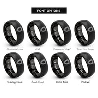 font options for inside engraving on black heater shield rings