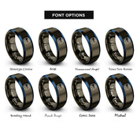 font options for inside engraving on gunmetal & blue heating mantle rings