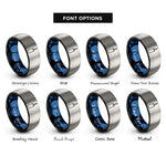 font options for inside engraving on black & blue & grey heavy bag rings
