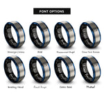 font options for inside engraving on black & blue & grey heavy bag rings