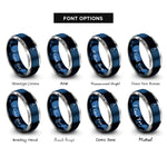 font options for inside engraving on blue & silver heavy bag rings