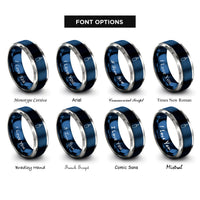 font options for inside engraving on blue & silver heavy bag rings