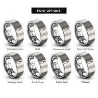 font options for inside engraving on grey heavy bag rings