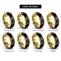 font options for inside engraving on black & gold hedgehog rings