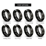 font options for inside engraving on black & gray hedgehog rings