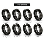 font options for inside engraving on black & grey hedgehog curled rings