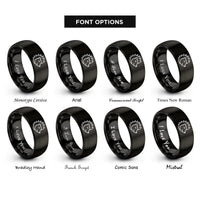 font options for inside engraving on black hedgehog face wink rings