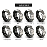 font options for inside engraving on black & silver hedgehog paw heart rings