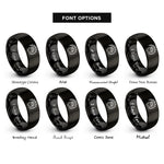 font options for inside engraving on black hedgehog paw heart rings