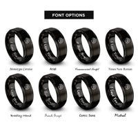 font options for inside engraving on black hedgehog paw heart rings