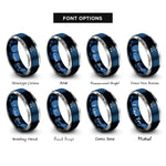 font options for inside engraving on blue & grey heelflip mid air rings