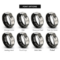 font options for inside engraving on black & silver heighway dragon curve rings