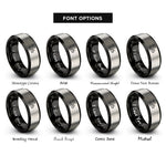 font options for inside engraving on black & silver heighway dragon curve rings