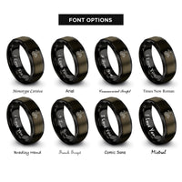 font options for inside engraving on gunmetal & black heighway dragon curve rings