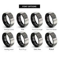 font options for inside engraving on black & grey helical spring rings