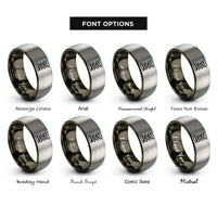 font options for inside engraving on gunmetal & gray helical spring rings