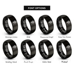 font options for inside engraving on black heliconia rings