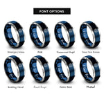 font options for inside engraving on blue & grey heliocentric model rings