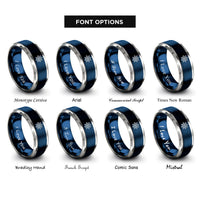 font options for inside engraving on blue & silver helm compass rings