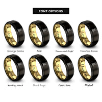 font options for inside engraving on black & gold helmet dog tags rings