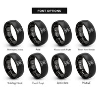 font options for inside engraving on black helmet dog tags rings