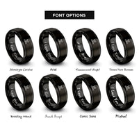 font options for inside engraving on black helmet dog tags rings