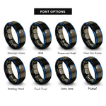 font options for inside engraving on gunmetal & blue helmet valves hose rings
