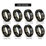 font options for inside engraving on gunmetal & blue helmet valves hose rings