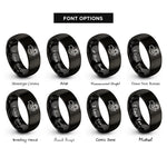 font options for inside engraving on black helping hands paw rings