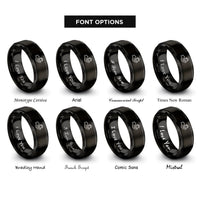 font options for inside engraving on black helping hands paw rings