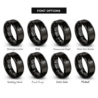 font options for inside engraving on black helping hands paw rings