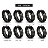 font options for inside engraving on black hemisphere compass rings