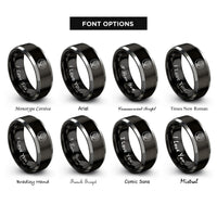 font options for inside engraving on black & silver hemisphere map stamp rings