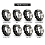font options for inside engraving on black & gray hemisphere map stamp rings