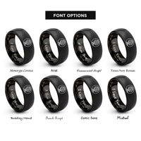 font options for inside engraving on black hemisphere map stamp rings